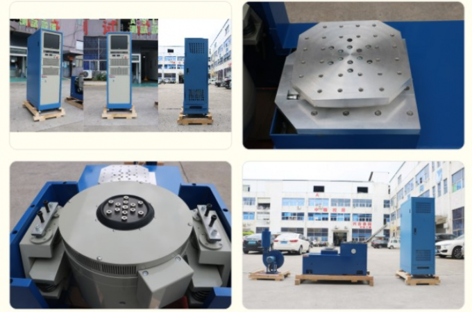 IEC62133 electromagnetic vibration test machine â full system view showing shaker, power amplifier, and cooling fan